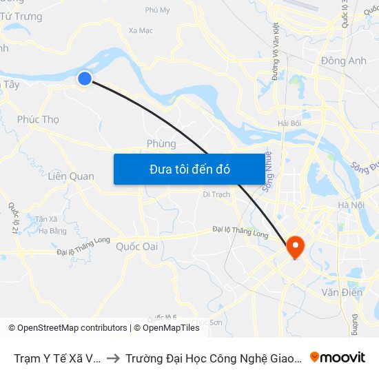 Trạm Y Tế Xã Vân Phúc to Trường Đại Học Công Nghệ Giao Thông Vận Tải map