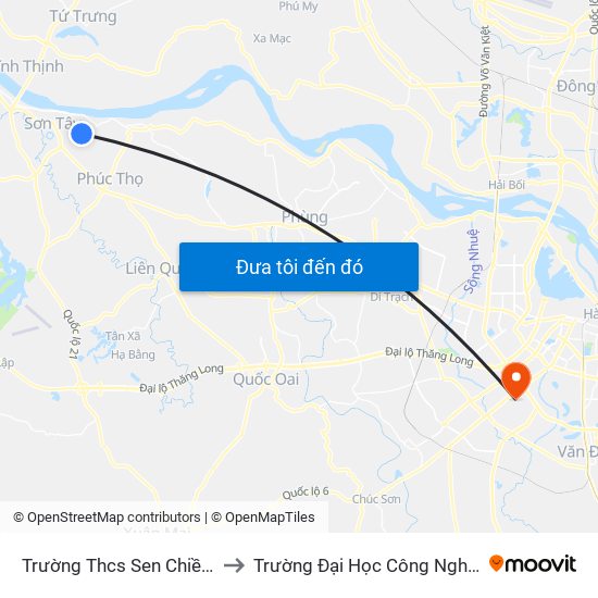 Trường Thcs Sen Chiều - Xã Sen Phương to Trường Đại Học Công Nghệ Giao Thông Vận Tải map