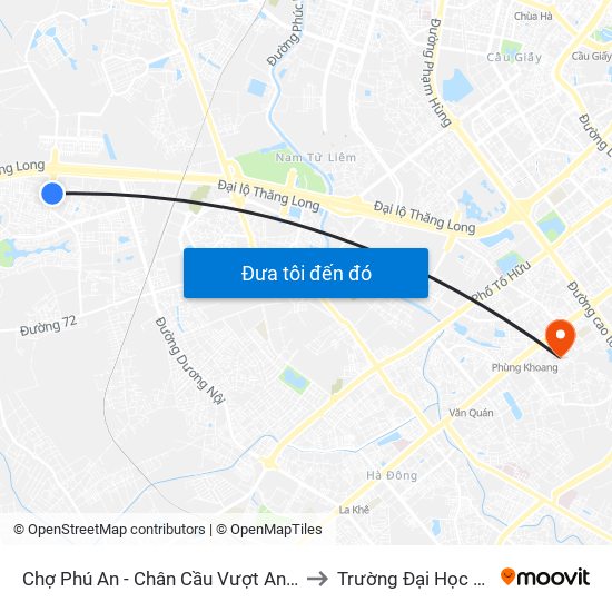 Chợ Phú An - Chân Cầu Vượt An Khánh (Đối Diện Số Nhà 24 Chân Cầu Vượt An Khánh) to Trường Đại Học Công Nghệ Giao Thông Vận Tải map