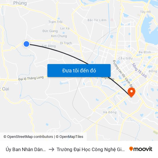 Ủy Ban Nhân Dân Xã Yên Sở to Trường Đại Học Công Nghệ Giao Thông Vận Tải map