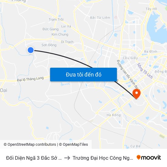 Đối Diện Ngã 3 Đắc Sở 2 - Đê Song Phương to Trường Đại Học Công Nghệ Giao Thông Vận Tải map