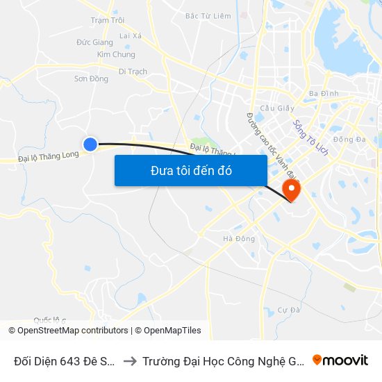 Đối Diện 643 Đê Song Phương to Trường Đại Học Công Nghệ Giao Thông Vận Tải map