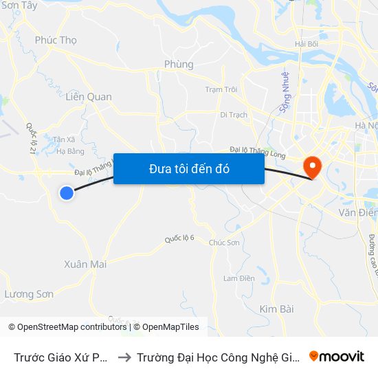 Trước Giáo Xứ Phú Cát 50m to Trường Đại Học Công Nghệ Giao Thông Vận Tải map