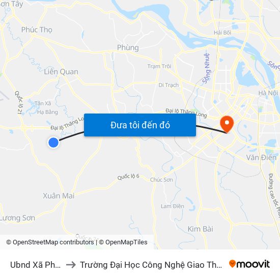 Ubnd Xã Phú Cát to Trường Đại Học Công Nghệ Giao Thông Vận Tải map