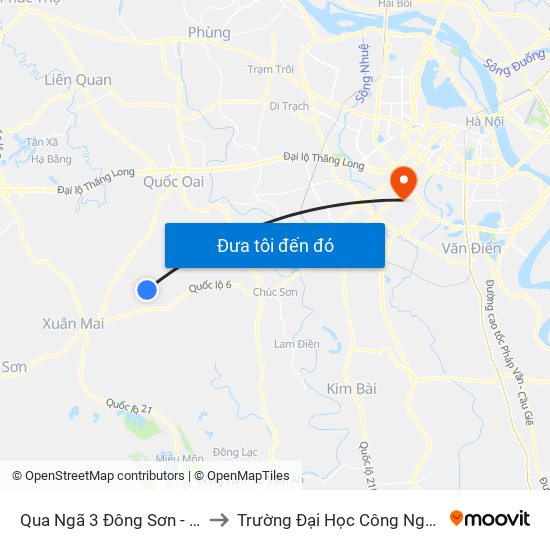 Qua Ngã 3 Đông Sơn - Thôn Quyết Thượng to Trường Đại Học Công Nghệ Giao Thông Vận Tải map