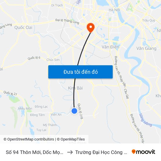 Số 94 Thôn Mới, Dốc Mọc, Cao Dương - Tỉnh Lộ 429 to Trường Đại Học Công Nghệ Giao Thông Vận Tải map