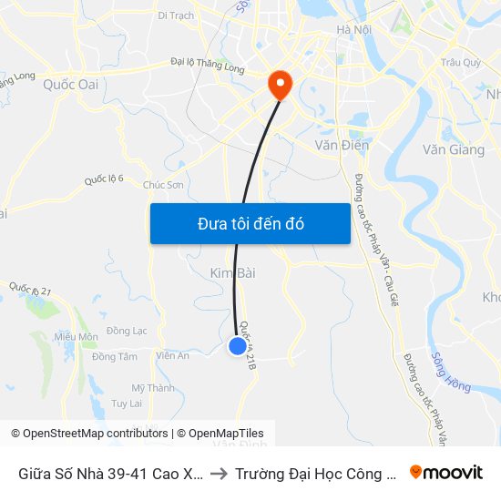 Giữa Số Nhà 39-41 Cao Xá, Cao Dương - Tỉnh Lộ 429 to Trường Đại Học Công Nghệ Giao Thông Vận Tải map