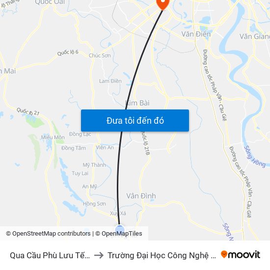 Qua Cầu Phù Lưu Tế Khoảng 150m to Trường Đại Học Công Nghệ Giao Thông Vận Tải map