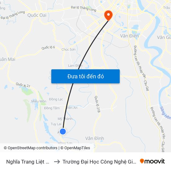 Nghĩa Trang Liệt Sĩ Xã An Mỹ to Trường Đại Học Công Nghệ Giao Thông Vận Tải map