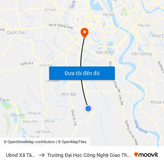 Ubnd Xã Tân Ước to Trường Đại Học Công Nghệ Giao Thông Vận Tải map