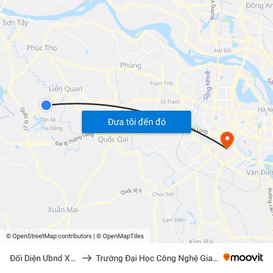 Đối Diện Ubnd Xã Bình Yên to Trường Đại Học Công Nghệ Giao Thông Vận Tải map