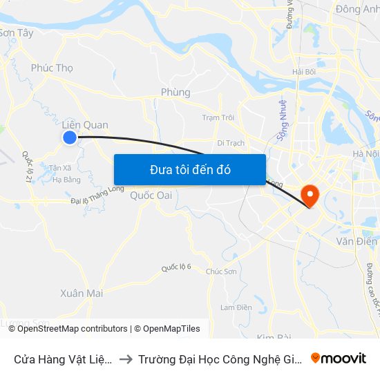 Cửa Hàng Vật Liệu Đá Granit to Trường Đại Học Công Nghệ Giao Thông Vận Tải map