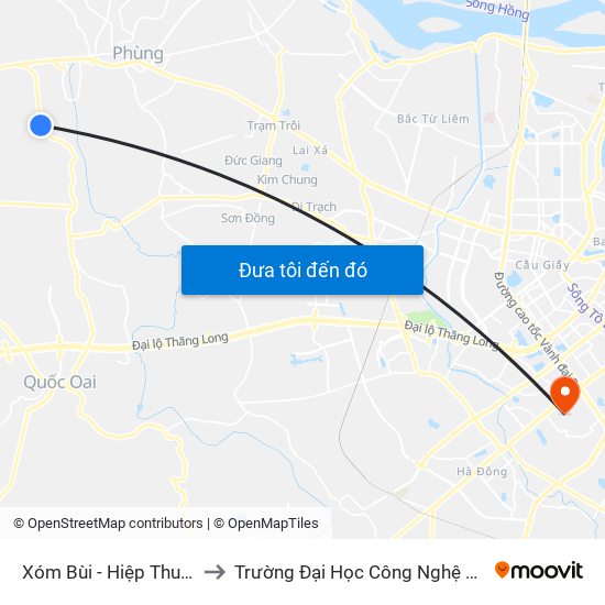 Xóm Bùi - Hiệp Thuận - Phúc Thọ to Trường Đại Học Công Nghệ Giao Thông Vận Tải map