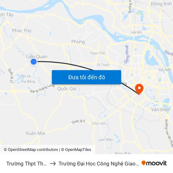 Trường Thpt Thạch Thất to Trường Đại Học Công Nghệ Giao Thông Vận Tải map