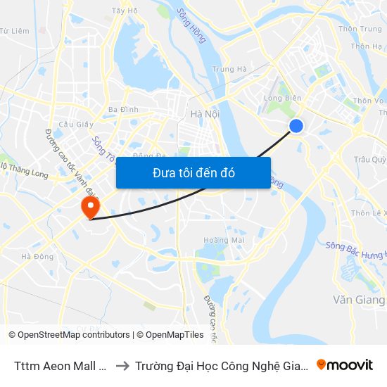 Tttm Aeon Mall Long Biên to Trường Đại Học Công Nghệ Giao Thông Vận Tải map