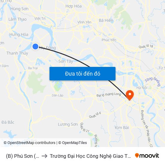 (B) Phú Sơn (Ba Vì) to Trường Đại Học Công Nghệ Giao Thông Vận Tải map