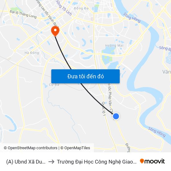 (A) Ubnd Xã Duyên Thái to Trường Đại Học Công Nghệ Giao Thông Vận Tải map