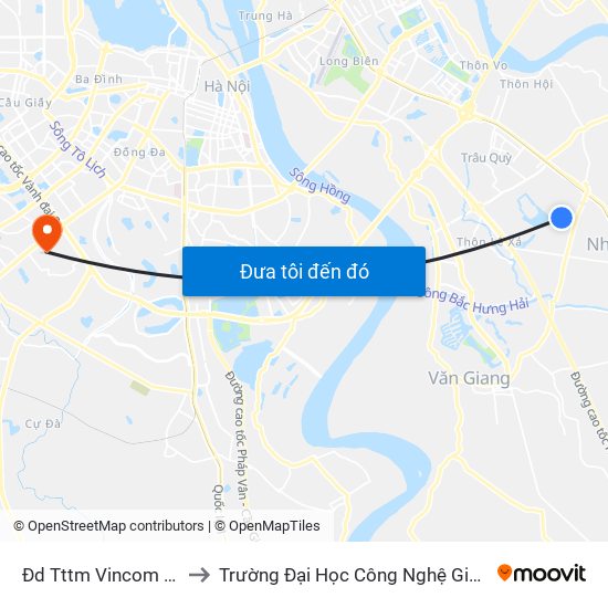 Đd Tttm Vincom Oceanpark to Trường Đại Học Công Nghệ Giao Thông Vận Tải map