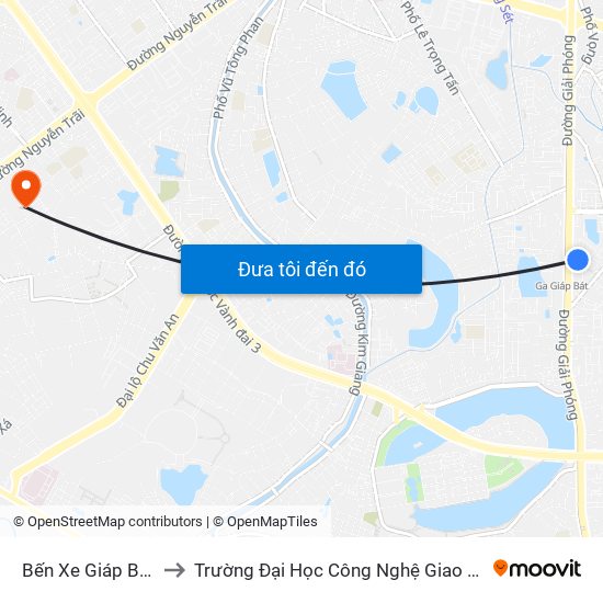 Bến Xe Giáp Bát - E06 to Trường Đại Học Công Nghệ Giao Thông Vận Tải map