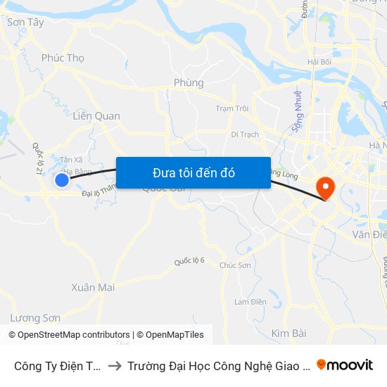 Công Ty Điện Tử Nobie to Trường Đại Học Công Nghệ Giao Thông Vận Tải map