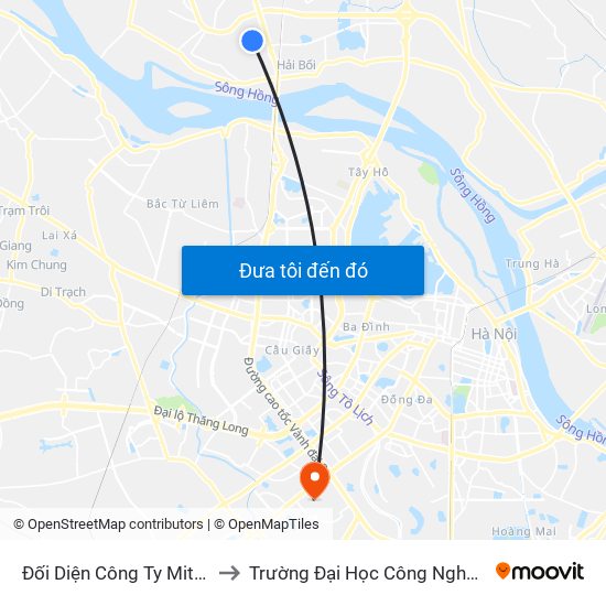 Đối Diện Công Ty Mitsubishi Việt Nam to Trường Đại Học Công Nghệ Giao Thông Vận Tải map