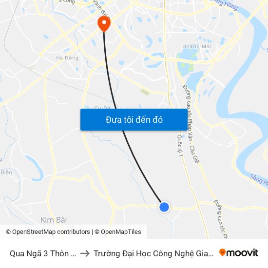 Qua Ngã 3 Thôn Thụy Ứng to Trường Đại Học Công Nghệ Giao Thông Vận Tải map