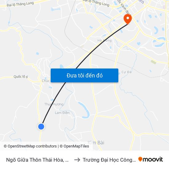 Ngõ Giữa Thôn Thái Hòa, Xã Hợp Đồng, Chương Mỹ, Tl 419 to Trường Đại Học Công Nghệ Giao Thông Vận Tải map