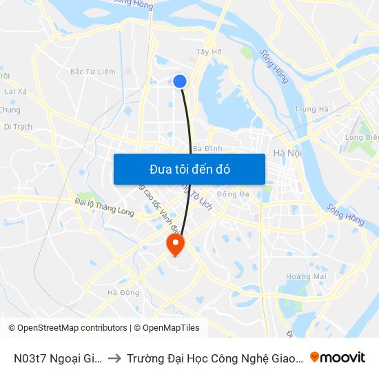 N03t7 Ngoại Giao Đoàn to Trường Đại Học Công Nghệ Giao Thông Vận Tải map