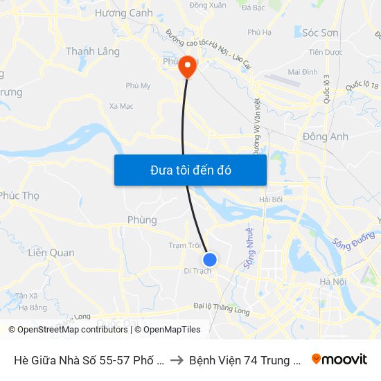 Hè Giữa Nhà Số 55-57 Phố Nhổn to Bệnh Viện 74 Trung Ương map