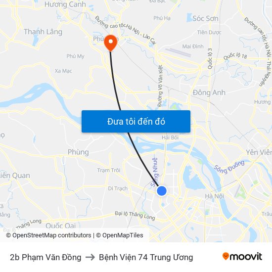 2b Phạm Văn Đồng to Bệnh Viện 74 Trung Ương map