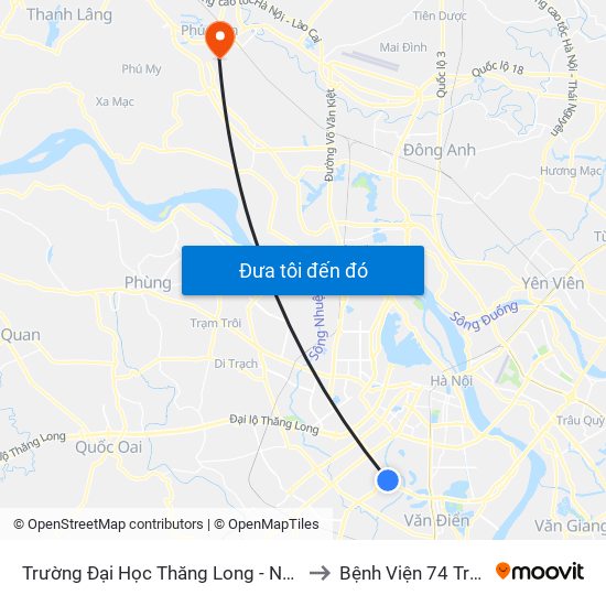 Trường Đại Học Thăng Long - Nghiêm Xuân Yêm to Bệnh Viện 74 Trung Ương map