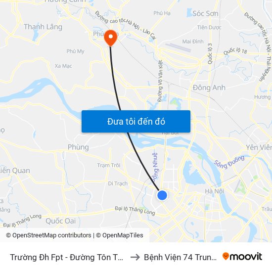 Trường Đh Fpt - Đường Tôn Thất Thuyết to Bệnh Viện 74 Trung Ương map