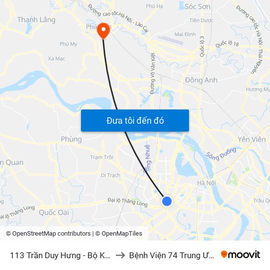 113 Trần Duy Hưng - Bộ Khcn to Bệnh Viện 74 Trung Ương map