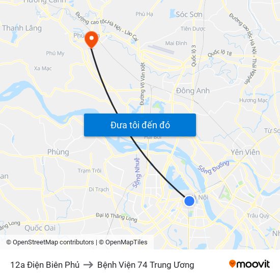 12a Điện Biên Phủ to Bệnh Viện 74 Trung Ương map