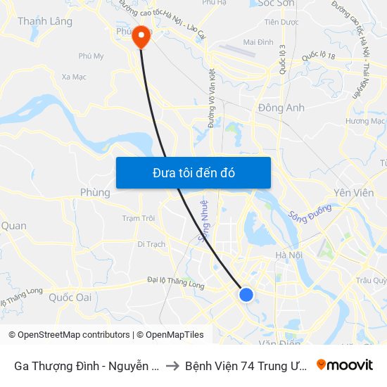 Ga Thượng Đình - Nguyễn Trãi to Bệnh Viện 74 Trung Ương map