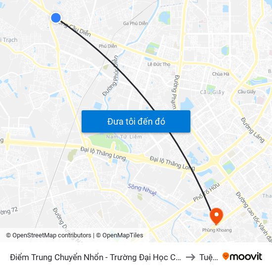 Điểm Trung Chuyển Nhổn - Trường Đại Học Công Nghiệp Hà Nội - Đường 32 to Tuệ Tĩnh map