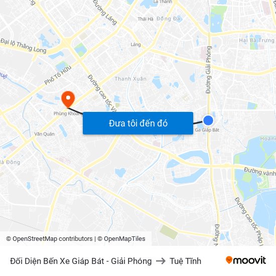 Đối Diện Bến Xe Giáp Bát - Giải Phóng to Tuệ Tĩnh map