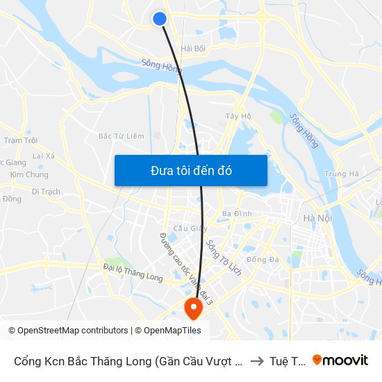 Cổng Kcn Bắc Thăng Long (Gần Cầu Vượt Bộ Hành) to Tuệ Tĩnh map