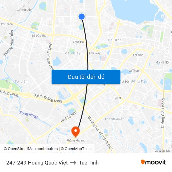 247-249 Hoàng Quốc Việt to Tuệ Tĩnh map