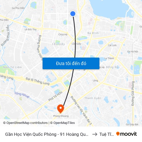 Gần Học Viện Quốc Phòng - 91 Hoàng Quốc Việt to Tuệ Tĩnh map