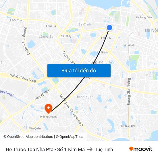 Hè Trước Tòa Nhà Pta - Số 1 Kim Mã to Tuệ Tĩnh map