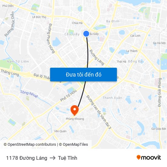 1178 Đường Láng to Tuệ Tĩnh map