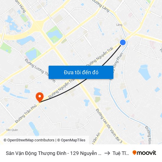 Sân Vận Động Thượng Đình - 129 Nguyễn Trãi to Tuệ Tĩnh map