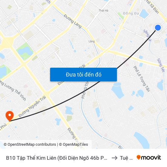 B10 Tập Thể Kim Liên (Đối Diện Ngõ 46b Phạm Ngọc Thạch) to Tuệ Tĩnh map