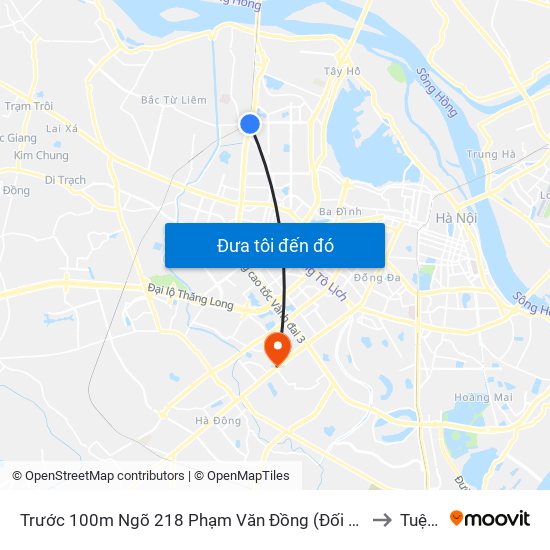 Trước 100m Ngõ 218 Phạm Văn Đồng (Đối Diện Công Viên Hòa Bình) to Tuệ Tĩnh map