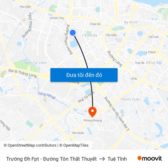 Trường Đh Fpt - Đường Tôn Thất Thuyết to Tuệ Tĩnh map