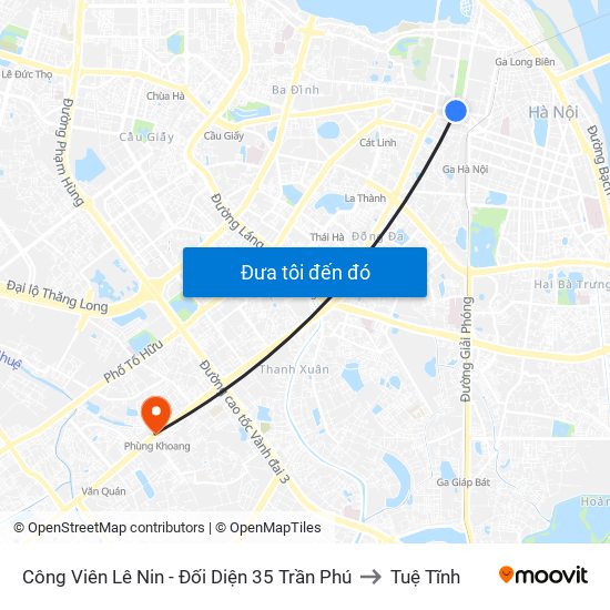 Công Viên Lê Nin - Đối Diện 35 Trần Phú to Tuệ Tĩnh map