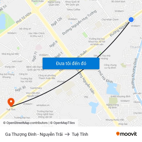 Ga Thượng Đình - Nguyễn Trãi to Tuệ Tĩnh map