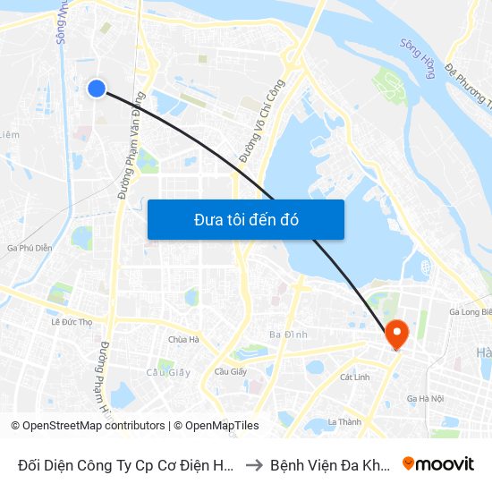 Đối Diện Công Ty Cp Cơ Điện Hn- Đường Đức Thắng to Bệnh Viện Đa Khoa Xanh Pôn map