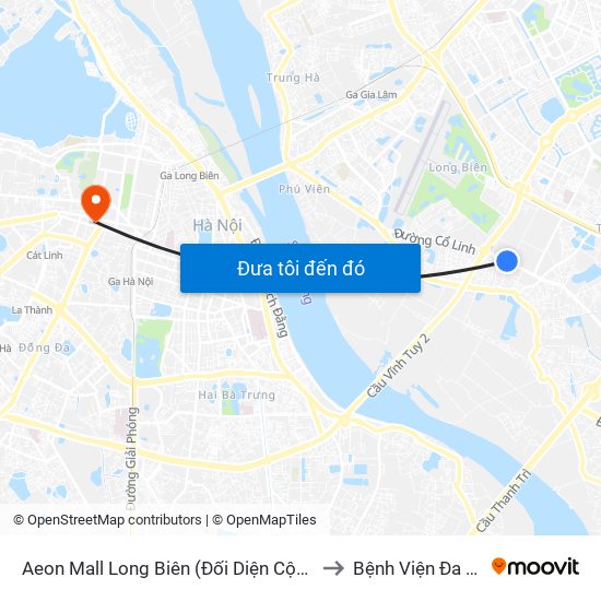 Aeon Mall Long Biên (Đối Diện Cột Điện T4a/2a-B Đường Cổ Linh) to Bệnh Viện Đa Khoa Xanh Pôn map